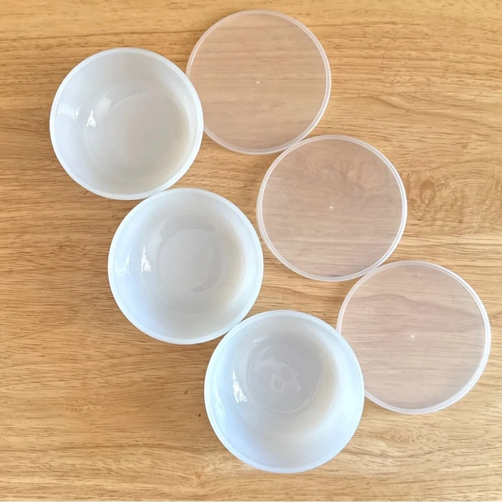 Fire-King Anchor Hocking Milk Glass Custard Cups  Handled French Casserole Bowls